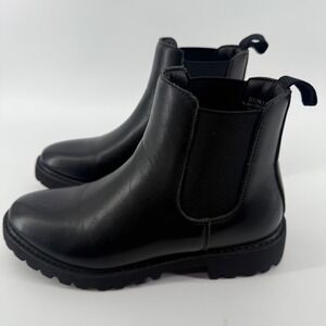Dunes Womens Black Dalya Chelsea Boots Lug Sole‎ Elastic Ankle Size 7.5M